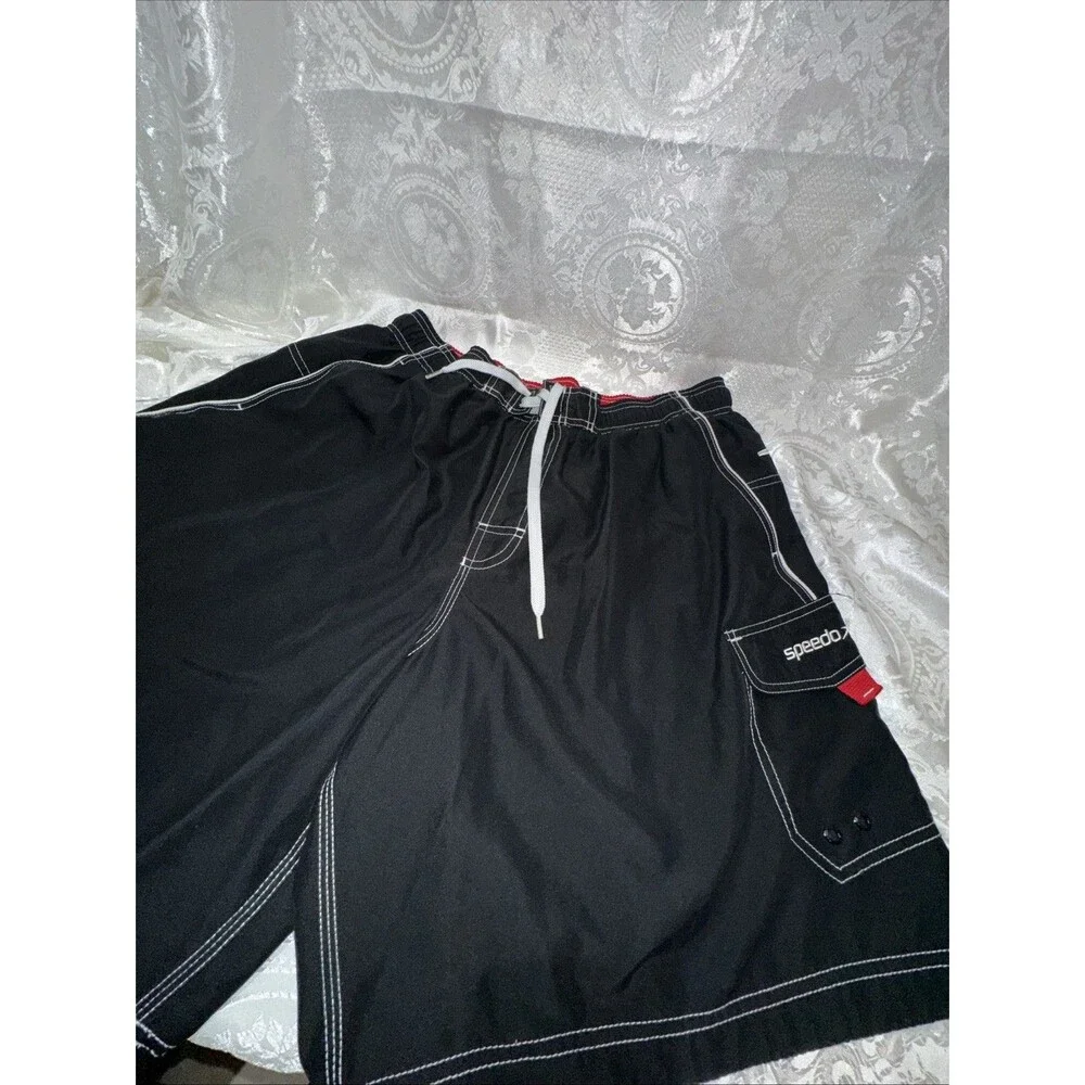 Speedo Swim Trunks Mens Board Shorts Mesh Brief Lined Black XL